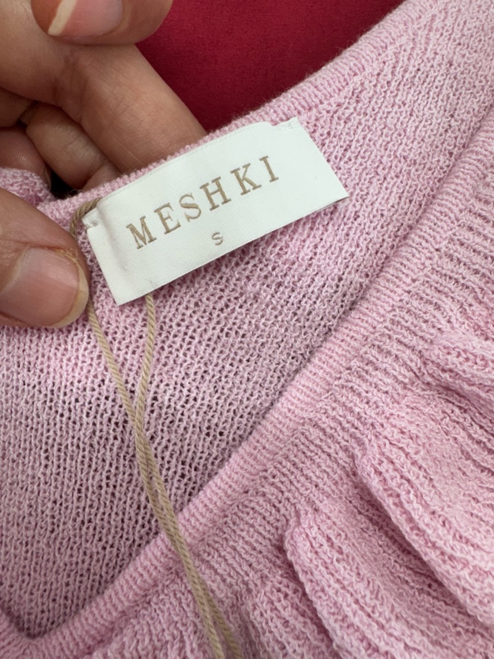 Pink Ruffle V-Neck Knit Mini Dress - Picture 9 of 13